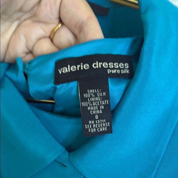 Valerie Dresses- pure silk Teal Dress with Fringe Shawl- Size 8 - Picture 2 of 14